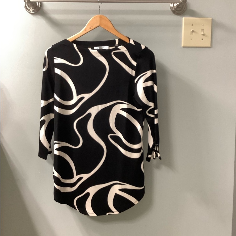 Chico's Black and White Tunic Top 3/4 Sleeve Small